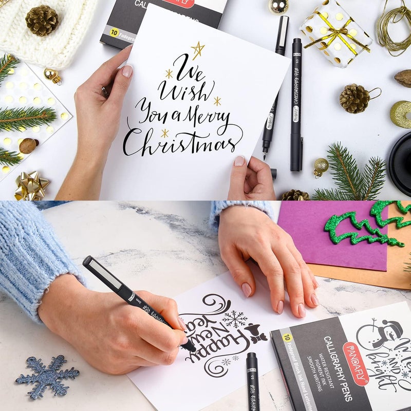 PANDAFLY Calligraphy Pen, 10 Size Calligraphy Pens for Writing, Brush Pens Calligraphy Set for Beginners, Hand Lettering Pen for Art Drawing, Sketching, Scrapbooking - Image 4